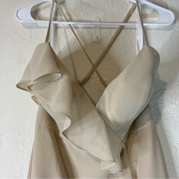 Revelry Paloma Chiffon Ruffle Front Maxi Dress in Champagne - Picture 4 of 12